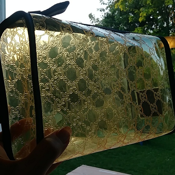 Vintage Gucci clear cosmetic bag toiletry makeup travel clutch pouch - Picture 5 of 9